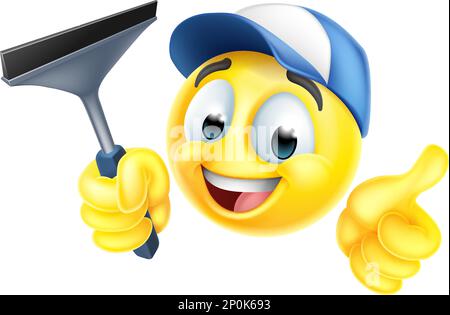 Fensterreinigung Autowäsche Squeegee Emoticon-Symbol Stock Vektor