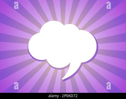 Ein glänzender Hinweis. Kurztipps, hilfreiche Tricks Banner. Sprechblase im Chat auf violettem Hintergrund. Hilfe-, Ideen- oder Ratgeberkonzept. Farbton, Zitat, Zitat Stock Vektor