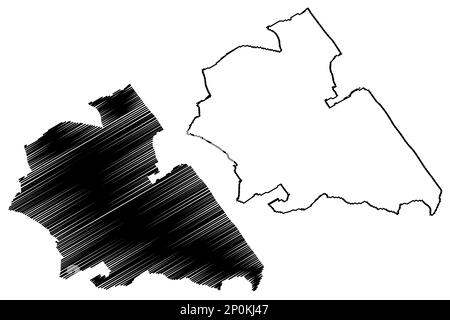 London Borough of Brent (Vereinigtes Königreich Großbritannien und Nordirland, Ceremonial County und Region Greater London, England) Kartenvektorbeleuchtung Stock Vektor