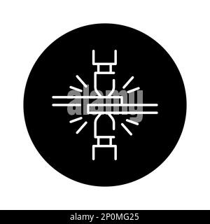 Punktschweißung сolor Liniensymbol. Metallarbeiten. Piktogramm für Webseite. Stock Vektor