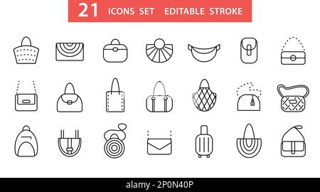 Modefrau Taschen Icons Set Stock Vektor