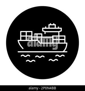 Frachtschiff mit Container olor line icon. Piktogramm für Webseite. Stock Vektor