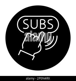 Symbol für die Schaltfläche „Abonnieren“ mit schwarzer Linie. Online-Werbeaktion. Piktogramm für Webseite. Stock Vektor