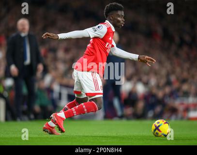 01. März 2023 - Arsenal gegen Everton - Premier League - Emirates Stadium Bukayo Saka von Arsenal während des Premier League-Spiels im Emirates Stadium, London. Bild : Mark Pain / Alamy Live News Stockfoto