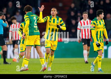 02-03-2023: Sport: PSV V V V ADO (KNVB Cup) EINDHOVEN, NIEDERLANDE - MÄRZ 2: Malik Sellouki (ADO Den Haag) erzielt die 3-1 während des Spiels KNVB Beker P. Stockfoto