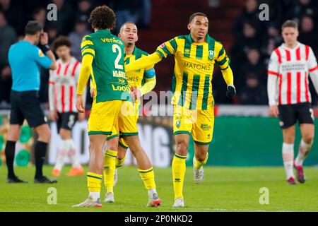 02-03-2023: Sport: PSV V V V ADO (KNVB Cup) EINDHOVEN, NIEDERLANDE - MÄRZ 2: Malik Sellouki (ADO Den Haag) erzielt die 3-1 während des Spiels KNVB Beker P. Stockfoto