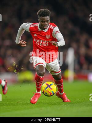 01. März 2023 - Arsenal gegen Everton - Premier League - Emirates Stadium Bukayo Saka von Arsenal während des Premier League-Spiels im Emirates Stadium, London. Bild : Mark Pain / Alamy Live News Stockfoto