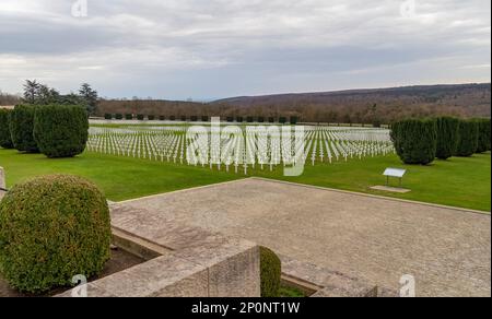 Landschaft rund um das Douaumont-Ossarium, ein Denkmal in der Nähe von Verdun in Frankreich Stockfoto