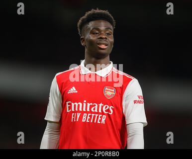 01. März 2023 - Arsenal gegen Everton - Premier League - Emirates Stadium Bukayo Saka von Arsenal während des Premier League-Spiels im Emirates Stadium, London. Bild : Mark Pain / Alamy Live News Stockfoto