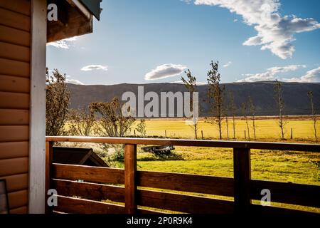 Isländische Hütte im südlichen isländischen Gebiet von Selfoss Stockfoto