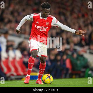 01. März 2023 - Arsenal gegen Everton - Premier League - Emirates Stadium Bukayo Saka von Arsenal während des Premier League-Spiels im Emirates Stadium, London. Bild : Mark Pain / Alamy Live News Stockfoto