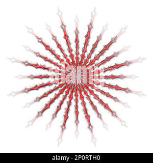 Abstrakter grafischer Hintergrund – Schleifenform-Illusion in Rot mit verblassten Übergängen auf weißem Hintergrund – 3D-Abbildung Stockfoto