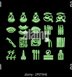 Wimpernverlängerung Neonlicht-Symbol Illustration Stock Vektor