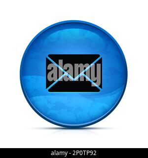 Symbol für den Posteingang auf dem eleganten, blauen runden Knopf Stockfoto