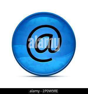 E-Mail-Adresssymbol auf klassischer, blauer, runder Schaltfläche Stockfoto