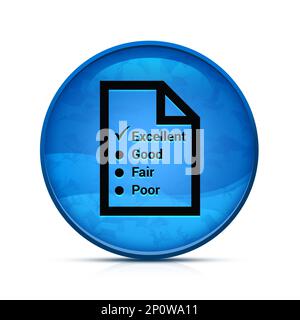 Umfragesymbol (Fragebogensymbol) auf dem stilvollen blauen runden Knopf Stockfoto