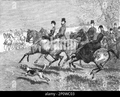 'T.R.H. Der Prinz und die Prinzessin von Wales mit ihrer Familie auf dem Jagdfeld', 1891. Aus „The Graphic. An Illustrated Weekly Newspaper“, Band 44. Juli bis Dezember 1891. Stockfoto