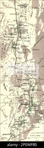 „Le Bas Sahara-Les Oasis, Oued Rhir; Afrique du nord“, 1914. Von „Grande Geographie Bong Illustree“, 1914. Stockfoto