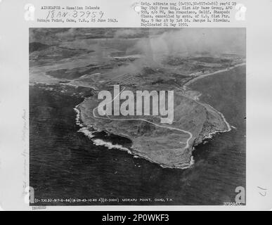Hawaii - Manana Island durch Mokolii Island, Luftfoto. Stockfoto