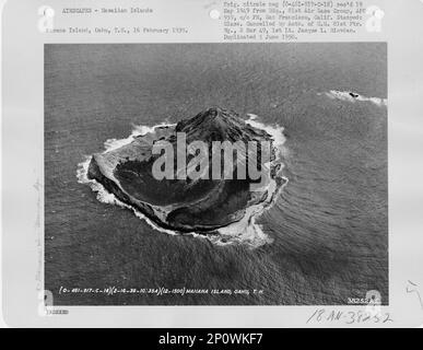 Hawaii - Manana Island durch Mokolii Island, Luftfoto. Stockfoto