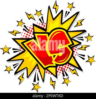 VS Comics Explosionszeichnung. Gegen Comic-Duell, Kampf-Herausforderung und Kampf-Konfrontation Logo. Vektorkonflikt-Cartoon-Symbol auf transparentem BA Stock Vektor