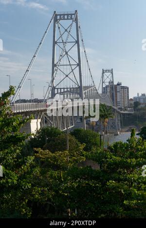 Die historische Brücke Ponte Hercílio Luz in Florianopolis Brasil Stockfoto