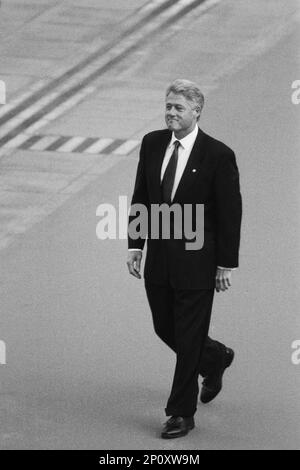 Archive 90ies: G7-Gipfel, Ankunft der Staatschefs, Bill Clinton, amerikanischer Präsident, Lyon, Frankreich, 1996 Stockfoto