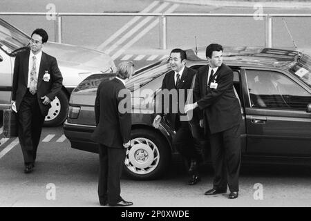 Archive 90ies: G7-Gipfel, Ankunft der Staatschefs, Ryūtarō Hashimoto, japanischer Premierminister, Lyon, Frankreich, 1996 Stockfoto