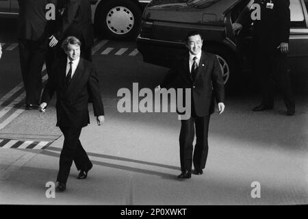 Archive 90ies: G7-Gipfel, Ankunft der Staatschefs, Ryūtarō Hashimoto, japanischer Premierminister, Lyon, Frankreich, 1996 Stockfoto