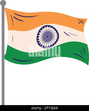 indien Flagge in Pole Stock Vektor