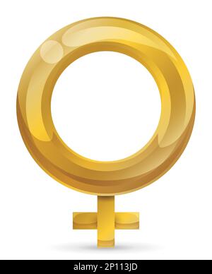 Weibliches oder Venussymbol in goldenem und glänzendem Effekt im Verlaufsstil. Stock Vektor