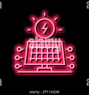 Abbildung des Symbols für Neonleuchten der Solarelektrik Stock Vektor