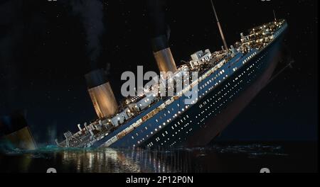 Titanic sinkende Schiffsszene Stockfoto