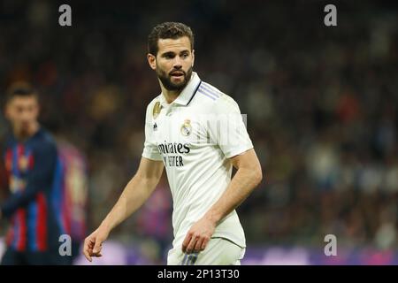 Madrid, Spanien. 2. März 2023. Nacho (Real) Fußball : Spanische „Copa del Rey“ Halbfinnspiele 1.-er Beinpartie zwischen dem Real Madrid CF 0-1 FC Barcelona im Estadio Santiago Bernabeu in Madrid, Spanien . Kredit: Mutsu Kawamori/AFLO/Alamy Live News Stockfoto