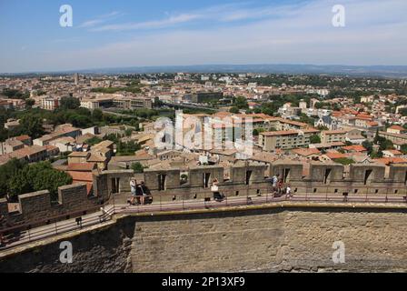 Panoramablick von der Mauer von Carcassonne in Frankreich Stockfoto