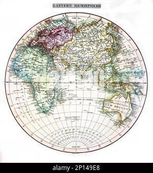 Östliche Hemisphäre (1808) von C. Smith. Original aus der Beinecke Rare Book Manuskript Library. Stockfoto