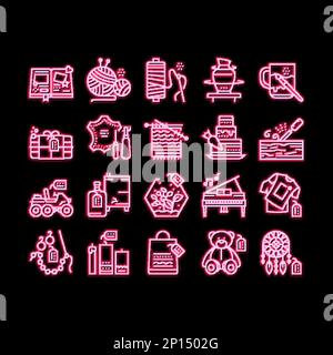 Selbstgemachtes Basteln mit Neonlicht-Symbol Stock Vektor