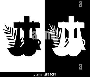 Eine Gruppe schwarz-weißer Silhouetten für die Feiertagswoche für Ihre Designs. Religiöse Postkarte und Symbole. Vektordarstellung Stock Vektor