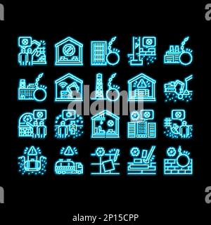 Demontage des Konstruktionsprozesses Abbildung des Neonleuchtsymbols Stock Vektor