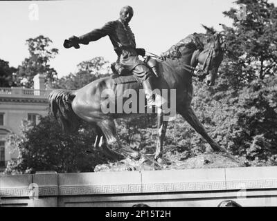 Reiterstatuen in Washington, D.C., zwischen 1911 und 1942. Skulptur von General Philip H. Sheridan von Gutzon Borglum. Stockfoto