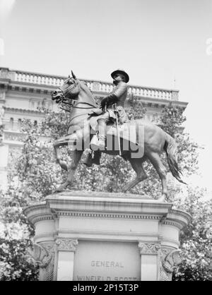 Reiterstatuen in Washington, D.C., zwischen 1911 und 1942. Skulptur von General Winfield Scott Hancock von Henry Jackson Ellicott. Stockfoto