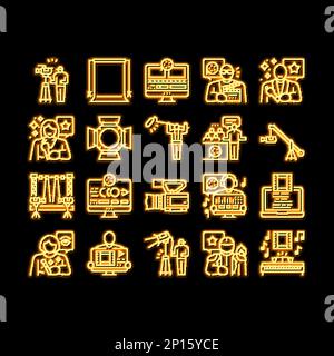 Video Production Film Studio Neon Glow Symbol Illustration Stock Vektor