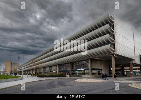 02.03.2023 Preston, Lancashire, Großbritannien. Erbaut von Ove Arup und Partners im Brutalist-Architekturstil zwischen 1968 und 1969, nach einem Design von Keith ing Stockfoto