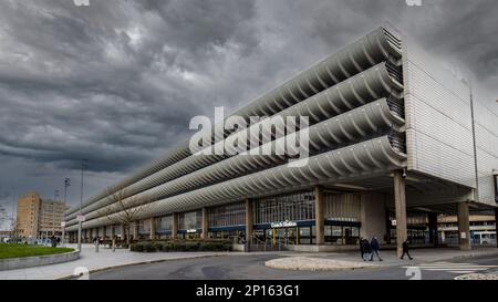 02.03.2023 Preston, Lancashire, Großbritannien. Erbaut von Ove Arup und Partners im Brutalist-Architekturstil zwischen 1968 und 1969, nach einem Design von Keith ing Stockfoto