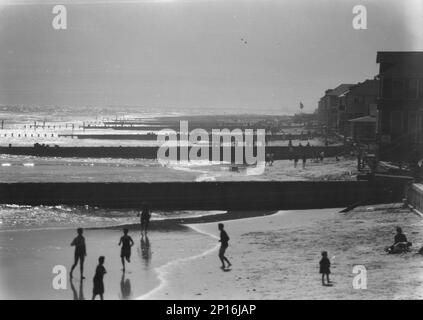 Blick auf New York City, Long Beach, 1927. Stockfoto