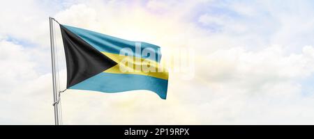 Bahamas-Flagge im Hintergrund. 3D-Rendering Stockfoto