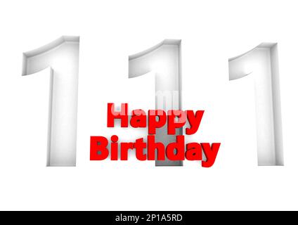 Roter Schriftzug Happy Birthday with a big Relief number behind. (Alles gute zum Geburtstag mit einer großen Relief-Nummer dahinter Stockfoto