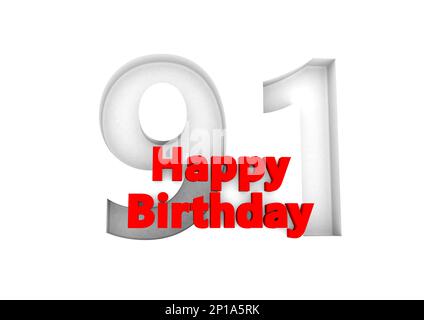 Roter Schriftzug Happy Birthday with a big Relief number behind. (Alles gute zum Geburtstag mit einer großen Relief-Nummer dahinter Stockfoto