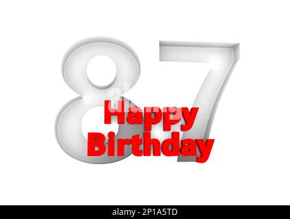 Roter Schriftzug Happy Birthday with a big Relief number behind. (Alles gute zum Geburtstag mit einer großen Relief-Nummer dahinter Stockfoto