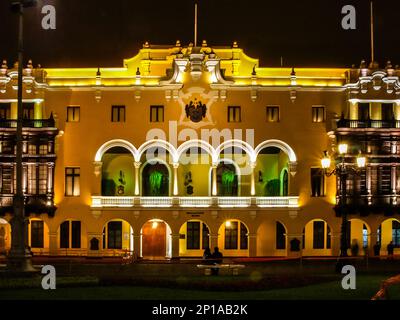 Rathaus, auch bekannt als Palacio Municipal, am Plaza Mayor in Lima, Peru. Stockfoto